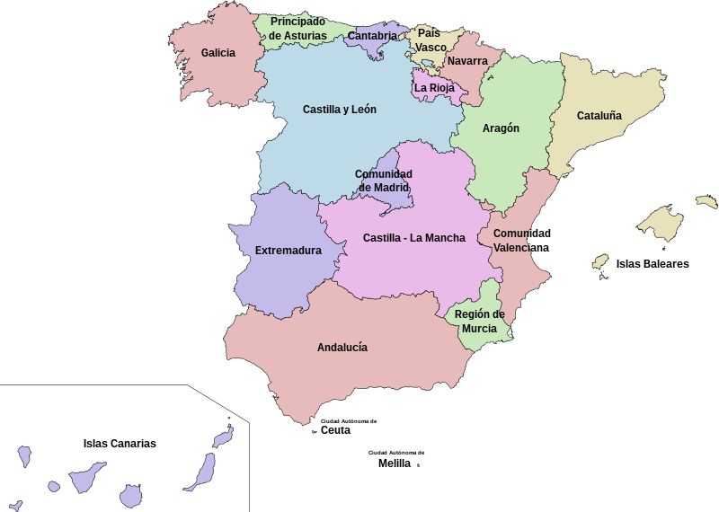 Archivo:Comunidades autónomas de España.svg